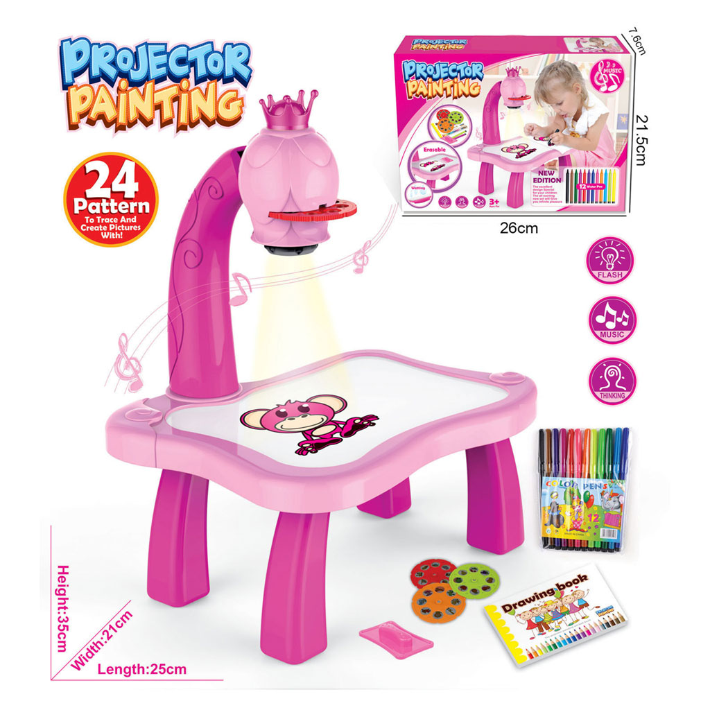 Table à dessin avec projecteur 24 images différentes - Planche à dessin -rose