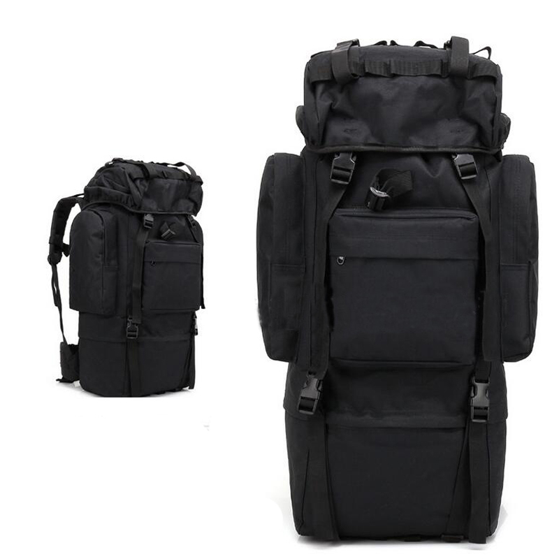 Sac à dos Randonnée professionnel en toile de Camouflage étanche à double épaule 90 L - Noir