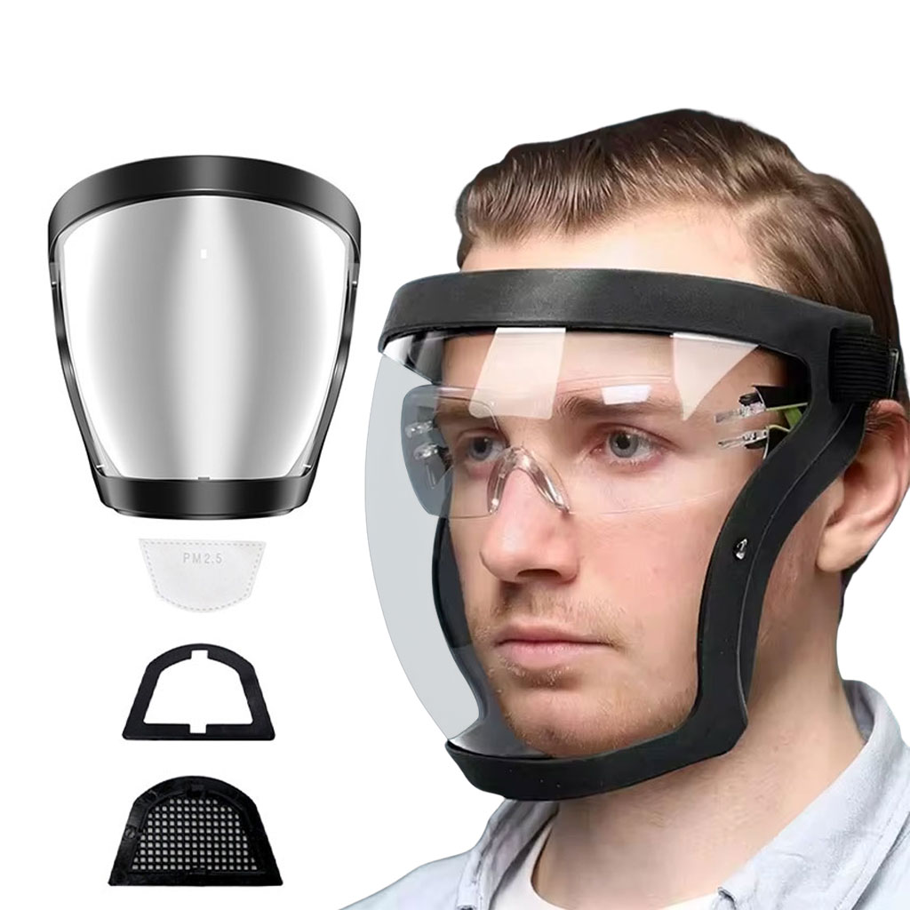 Masque facial intégral HD transparent, super protecteur anti-buée et respirant