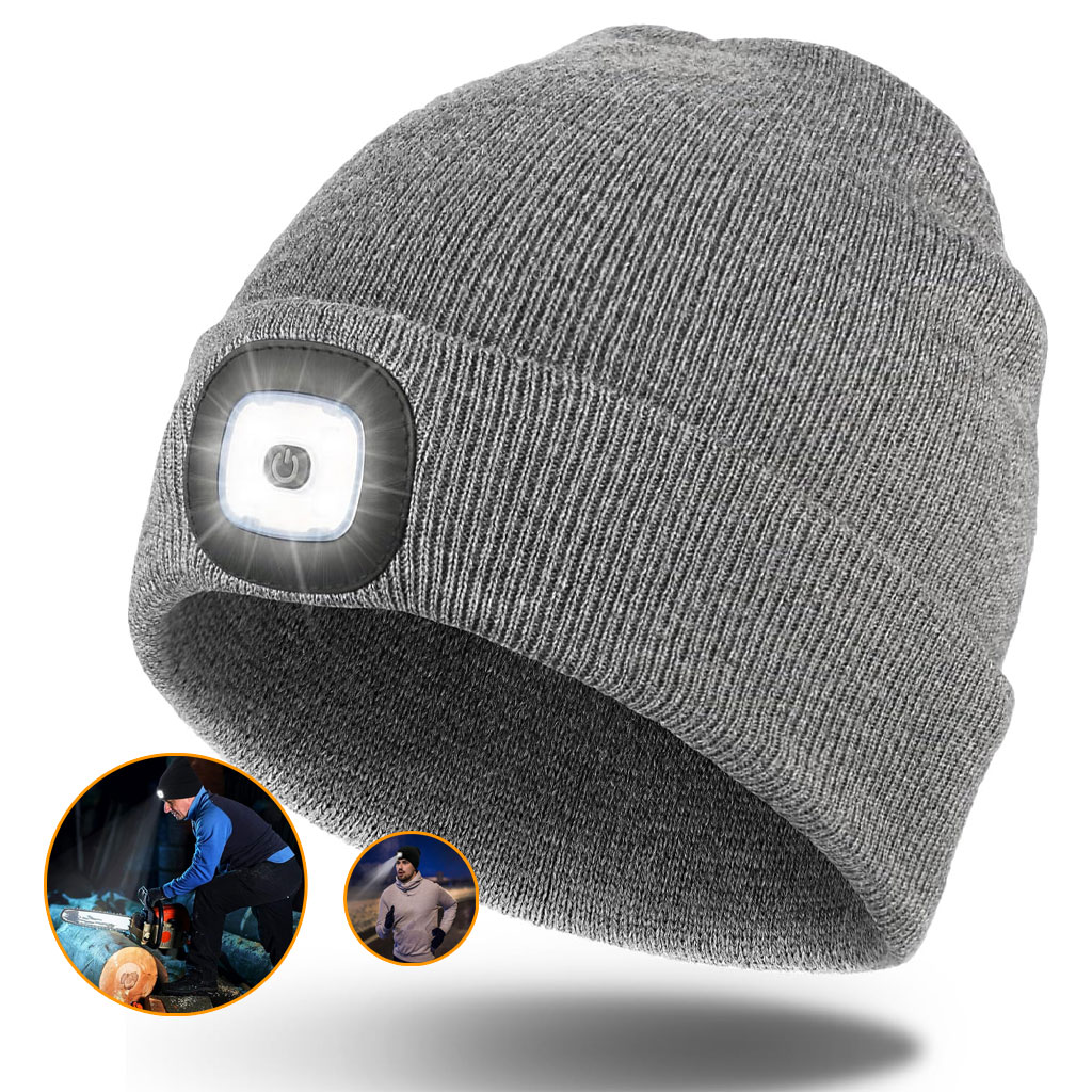 Bonnet LED Unisexe Rechargeable par USB – Gris