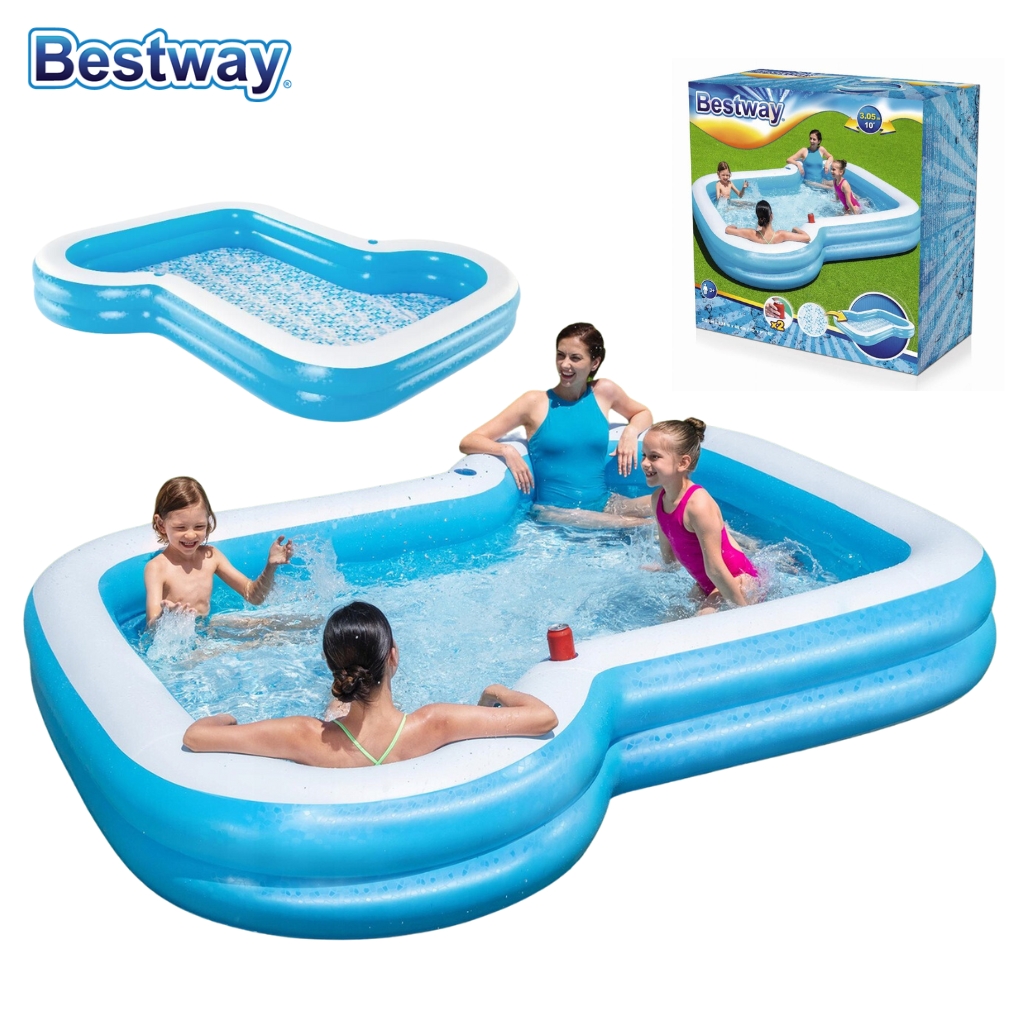 Piscine Familiale Gonflable 305 x 274 x 46 cm Avec 2 Porte-Gobelets Bestway Sunsational 54321