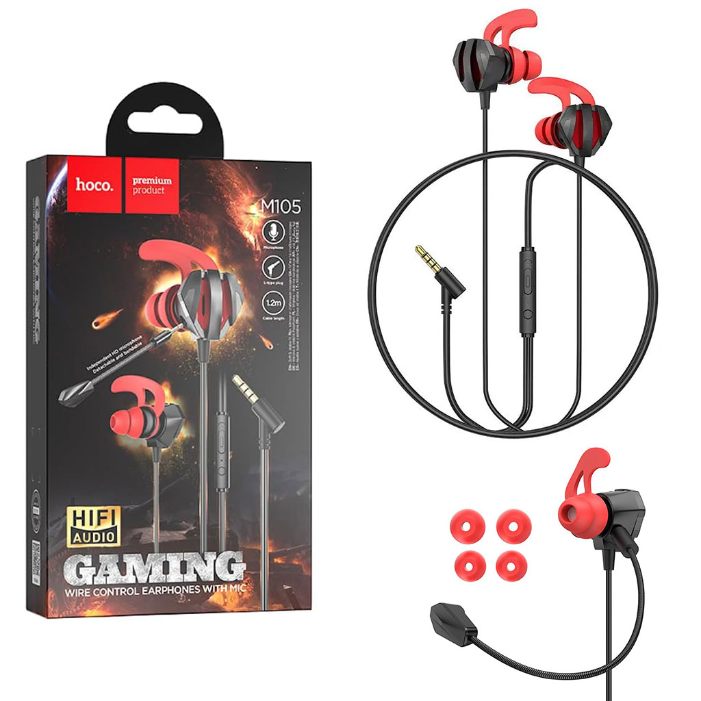 Écouteurs de jeu filaire intra-auriculaire avec microphone E-Sport Hoco M105 - سماعات ألعاب إحترافية مع ميكروفون