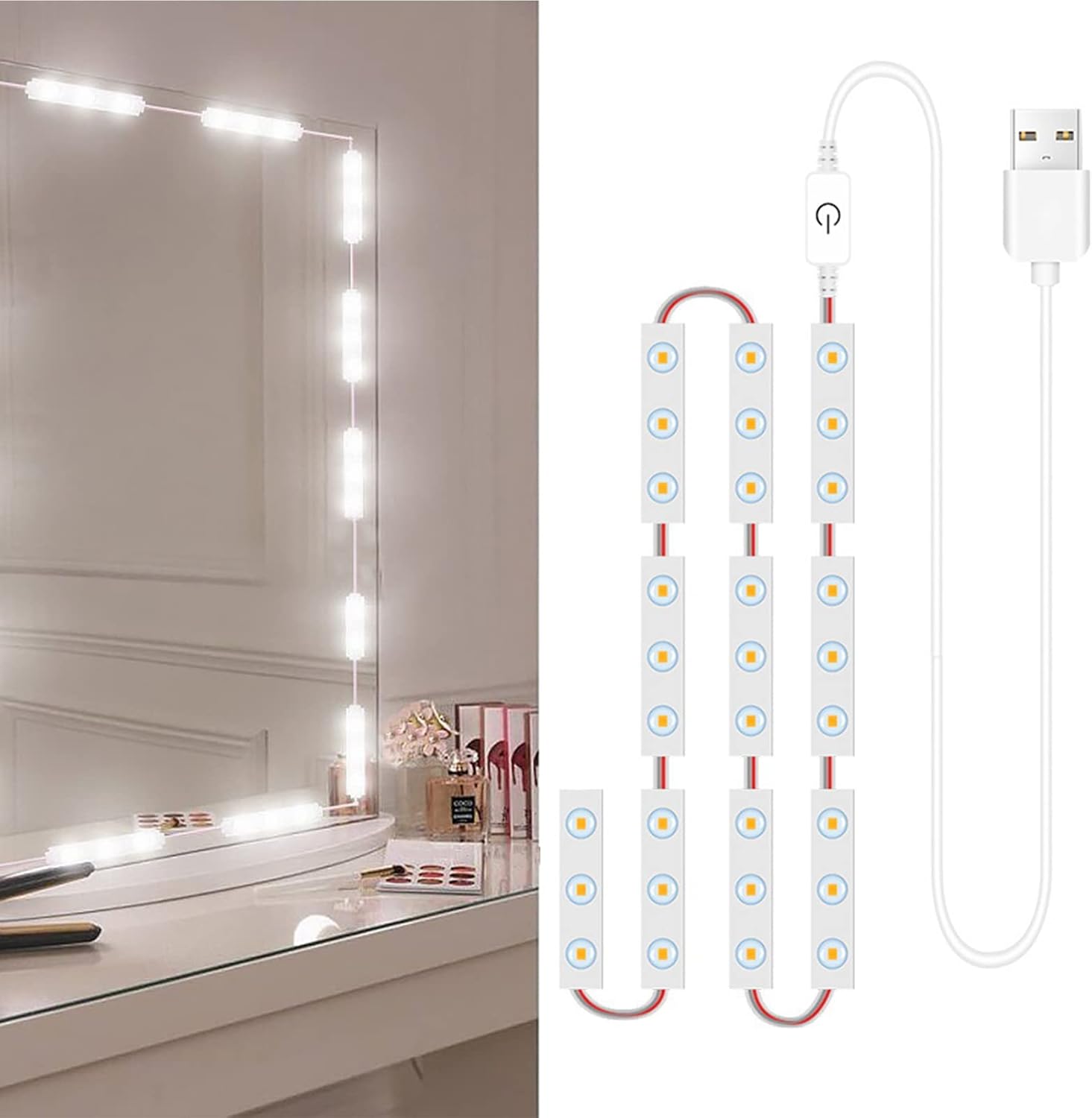 Kit d'Éclairage 10 LED pour Miroir de Maquillage Contrôle Tactile - أشرطة إضاءة مرآة الماكياج