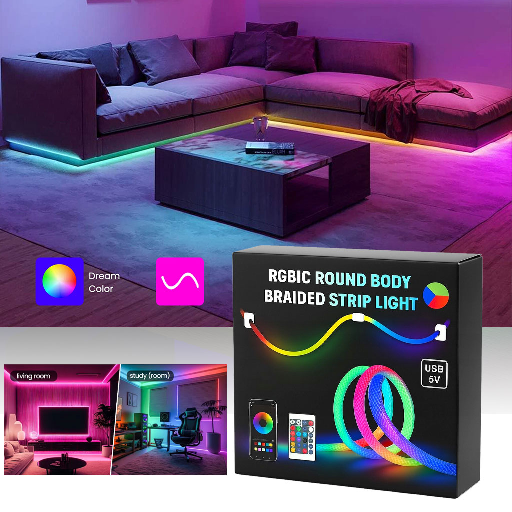 Bande LED RGB tube 360° numérique 3M 16mm USB 5V App Control - شريط إضاءة ملونة بطول 3 متر