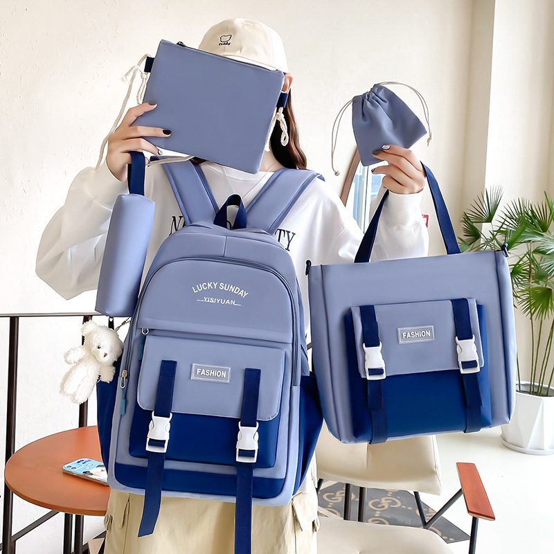 Ensemble de sacs d’école Kawai pour adolescents 5Pcs YISIYUAN Bleu – محفظة 5 قطع كاواي للبنات