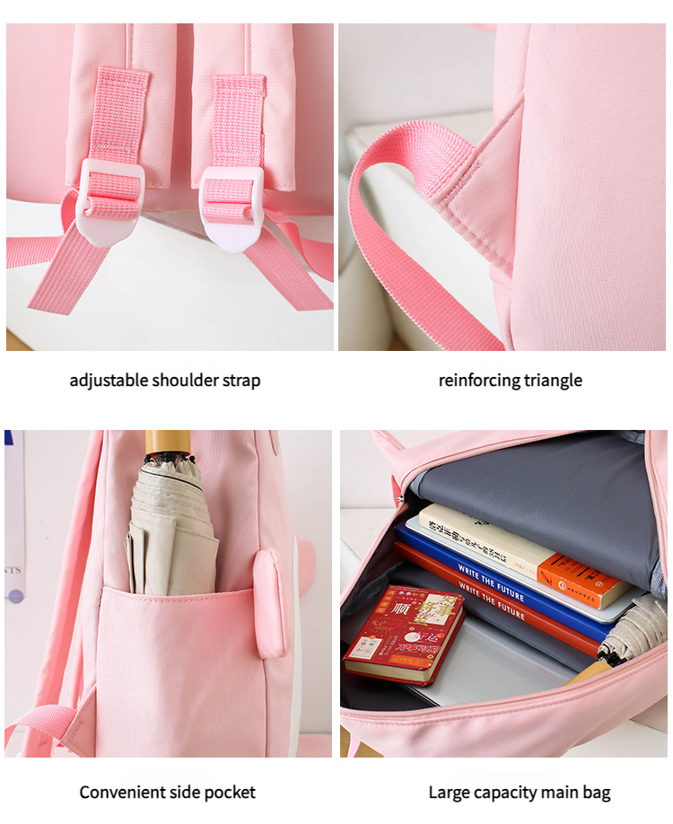 Sac à Dos Scolaires Enfant 3 en 1 Motif Grenouille Rose Language Style Dos Kawaii Rose SACKDS32RS - طقم حقائب مدرسية للأطفال 3 في 1 بتصميم الضفدع اللطيف